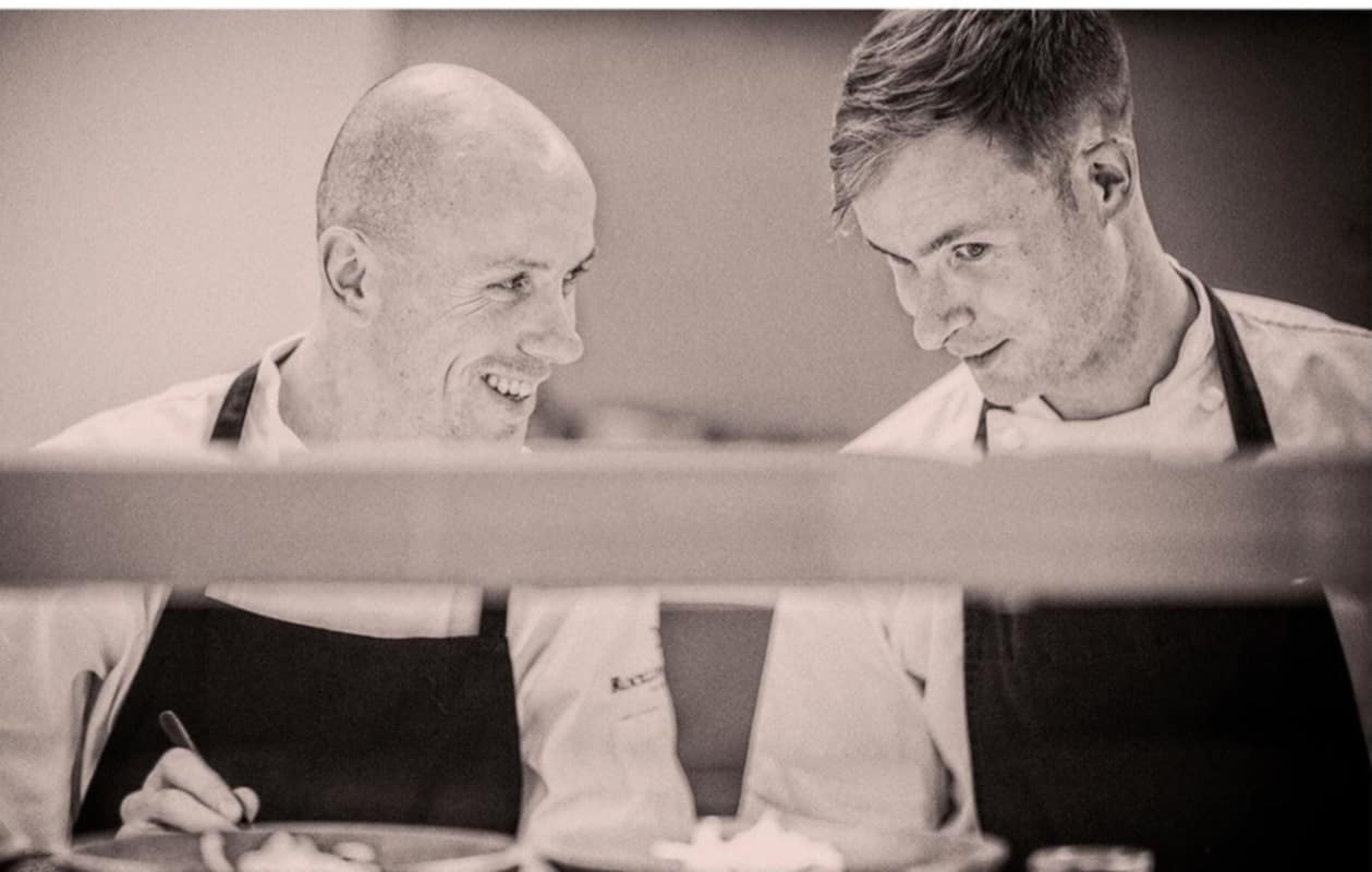 Ian Godfrey at the pass with Paul Nicholson, Executive Chef of Rockliffe Hall